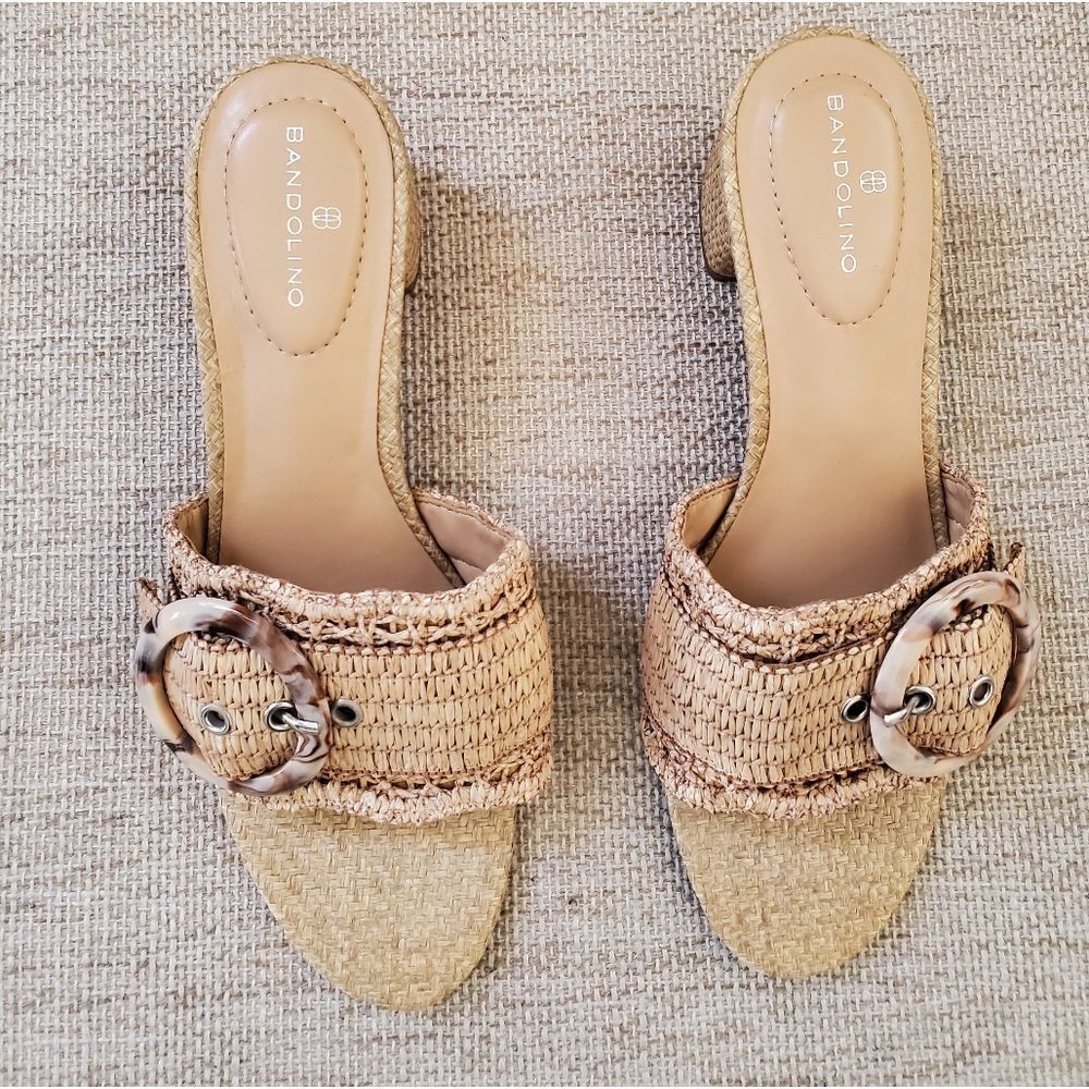 Bandolino Anni Crochet Block Heel Slide Dress Sandals sz 8 - Picture 5 of 13